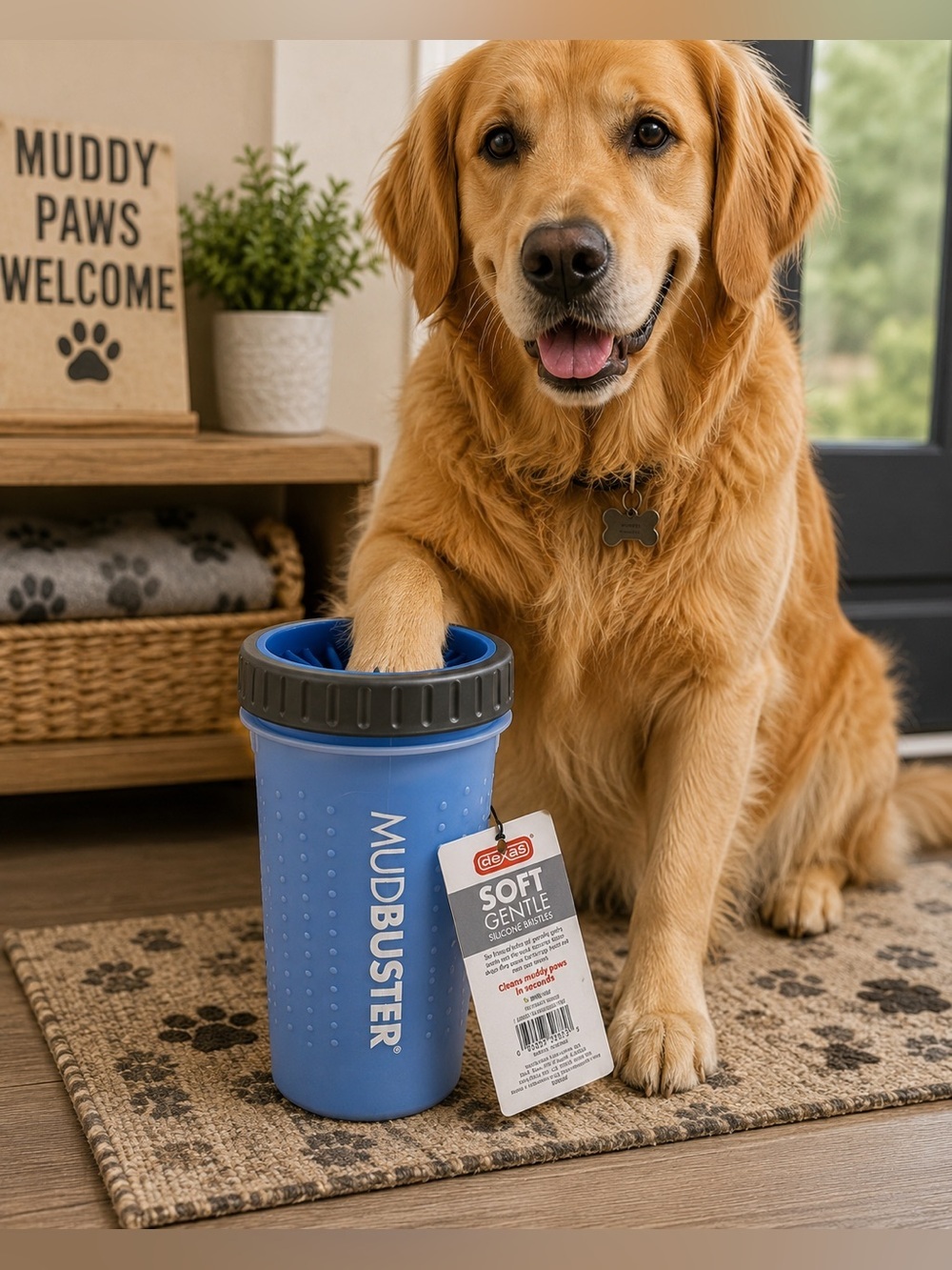 Dexas MudBuster Large Dog Paw Cleaner | Portable Mud Washer Cup BPA Free Travel